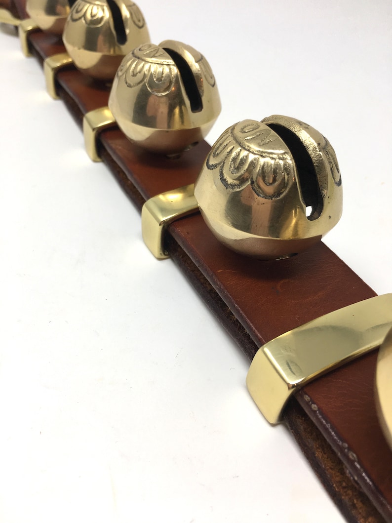 Amish Made Deluxe Sleigh Bells in Brown Leather With Brass Etsy