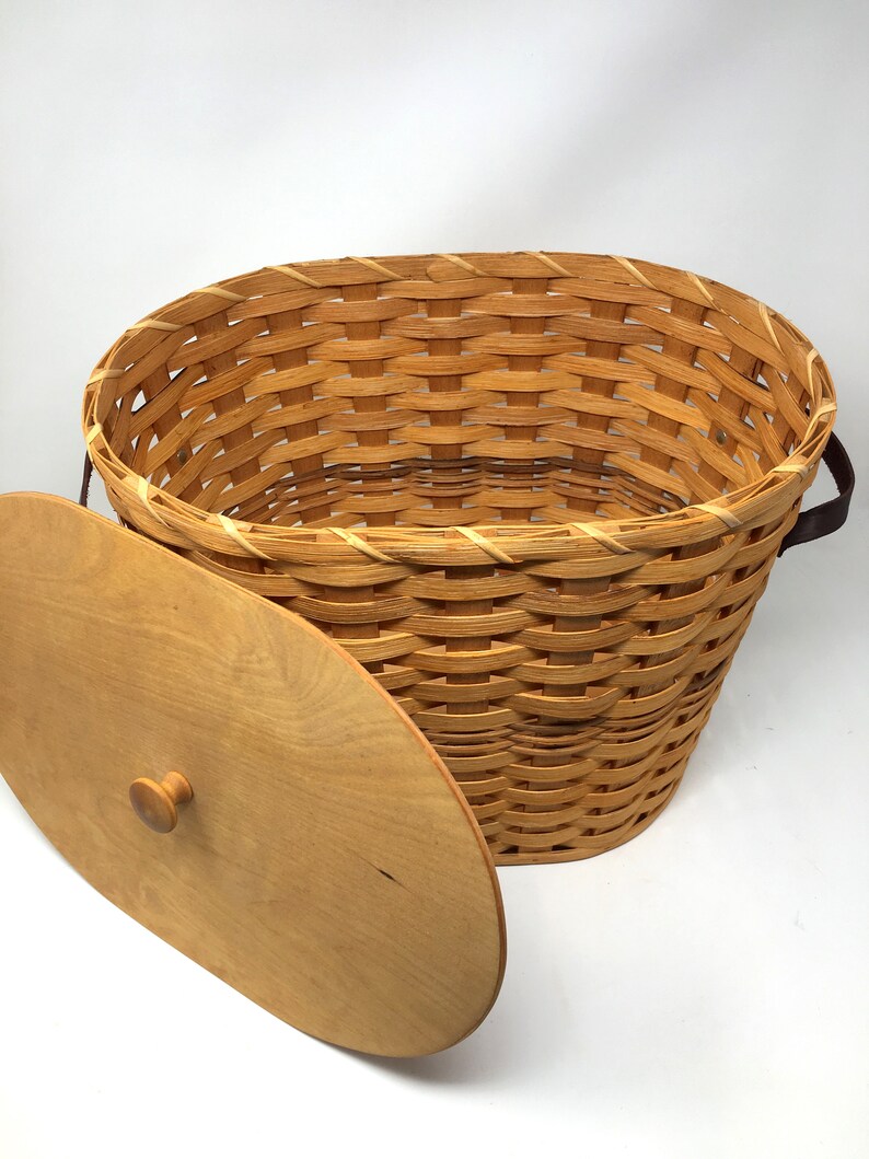 Amish Made Large Knitting Basket with Cover | Etsy