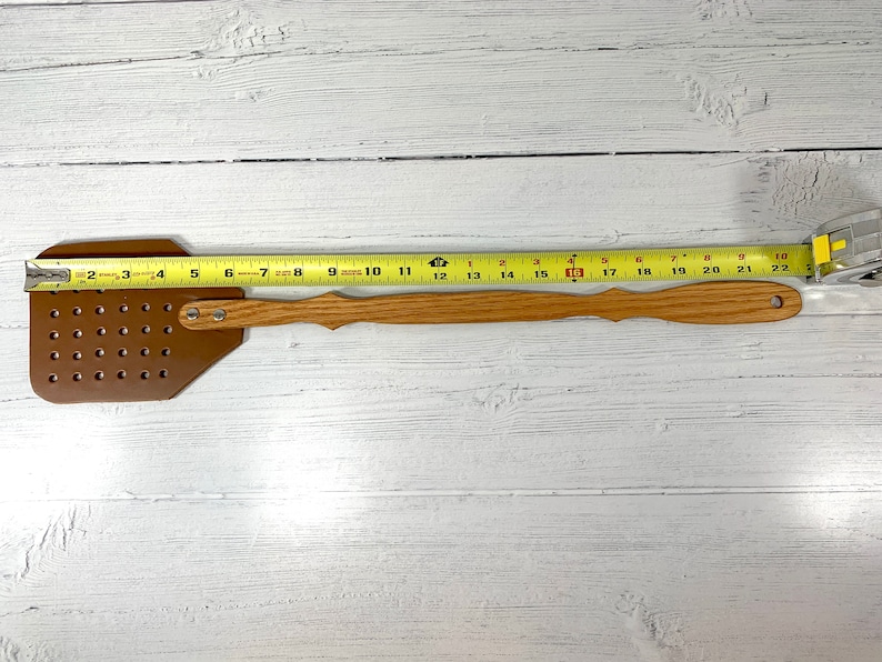 Amish Made Wood & Leather Flyswatter - Thumbnail 2