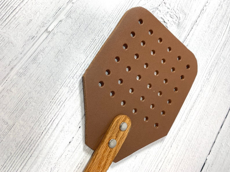 Amish Made Wood & Leather Flyswatter - Thumbnail 5