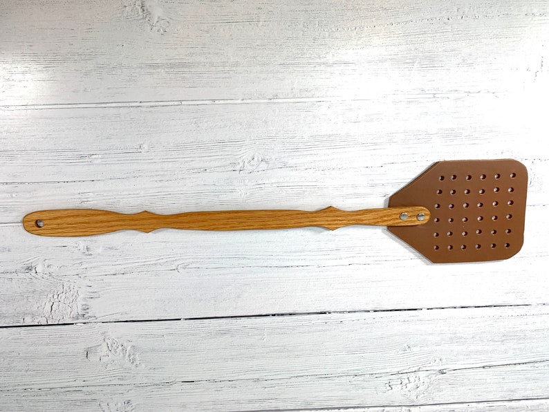 Amish Made Wood & Leather Flyswatter - Thumbnail 4