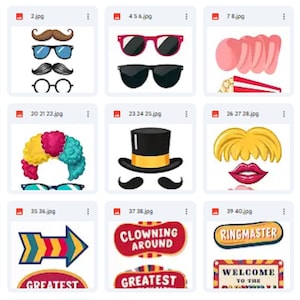 Clown Party Photo Booth Props, Printable Carnival Theme Party Décor ...