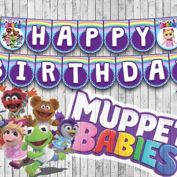 Muppet Babies, Full Alphabet Garland, Happy Birthday Banner, Custom, Instant Download, Party Decor