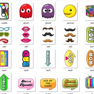 80s Party Photo Booth Props, Party Props, Retro Party, Eighties, 1980s ...