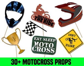 Motocross Birthday Photo Booth Props, Motorcycle party supplies,Instant download Printable