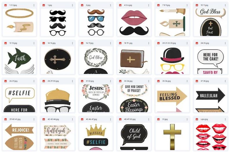 Christian Photo Booth Props, 50+ Party Decorations, Instant Digital ...