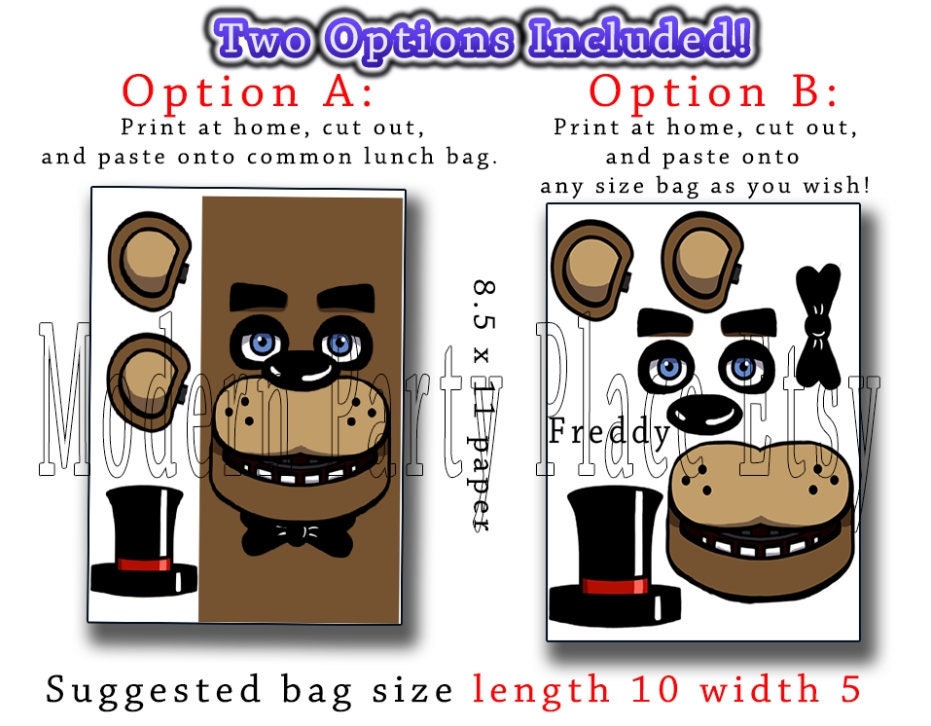 Five Nights at Freddy's FNAF Party Favor Bags Perfect for Birthday Parties  Favors Goodie Goody Loot Treat Gift Printable 