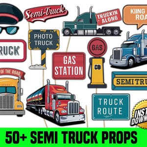 Semi Truck Photo Booth Props, Kids Birthday Party Decorations, Printable Party Supplies, DIY Instant Download