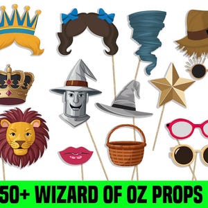 Wizard of OZ Party Photo Booth Props, Printable Wizard Theme Party Décor, DIY Party Props, Instant Download, Fun Wizard Party Supplies