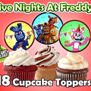 Five Nights at Freddy's Cake Topper or Cupcake Toppers, FNAF Cake Topper, FNAF  Cupcake Toppers, Five Nights at Freddy's Birthday Party 