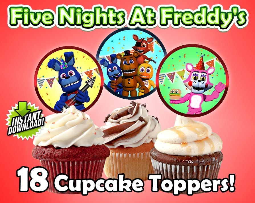 Five Nights at Freddy's Cake Topper or Cupcake Toppers, FNAF Cake Topper, FNAF  Cupcake Toppers, Five Nights at Freddy's Birthday Party 