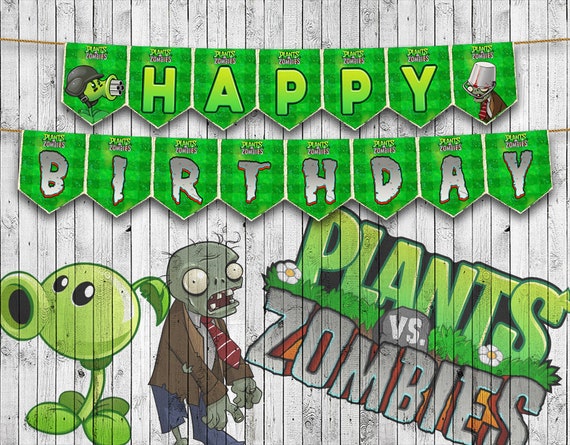 Plants VS Zombies, Full Alphabet Garland, Happy Birthday Banner, Custom,  Instant Download, P…