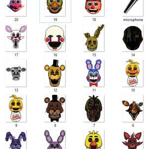 Five Nights at Freddy's Masks FNAF for Birthday's or Any Party Instant ...