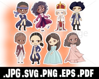 Hamilton Musical SVG Stickers, Silhouet Snijmachine, Instant Download, Planner stickers, Afdrukbaar