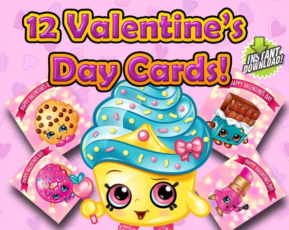 Shopkins Valentines Day Cards | Etsy