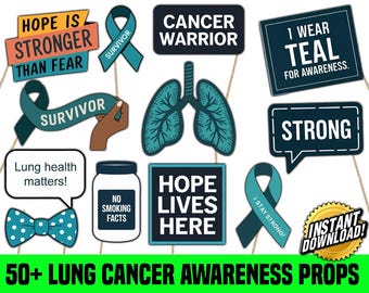 Lung Cancer Awareness, Photo Booth Requisiten, 50+ Partydekoration, sofortiger digitaler Download, printable