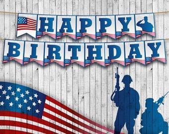 Military Welcome Home, Deployment, Soldier Banner, Happy Birthday Banner, Custom, Instant Download, Party Decor