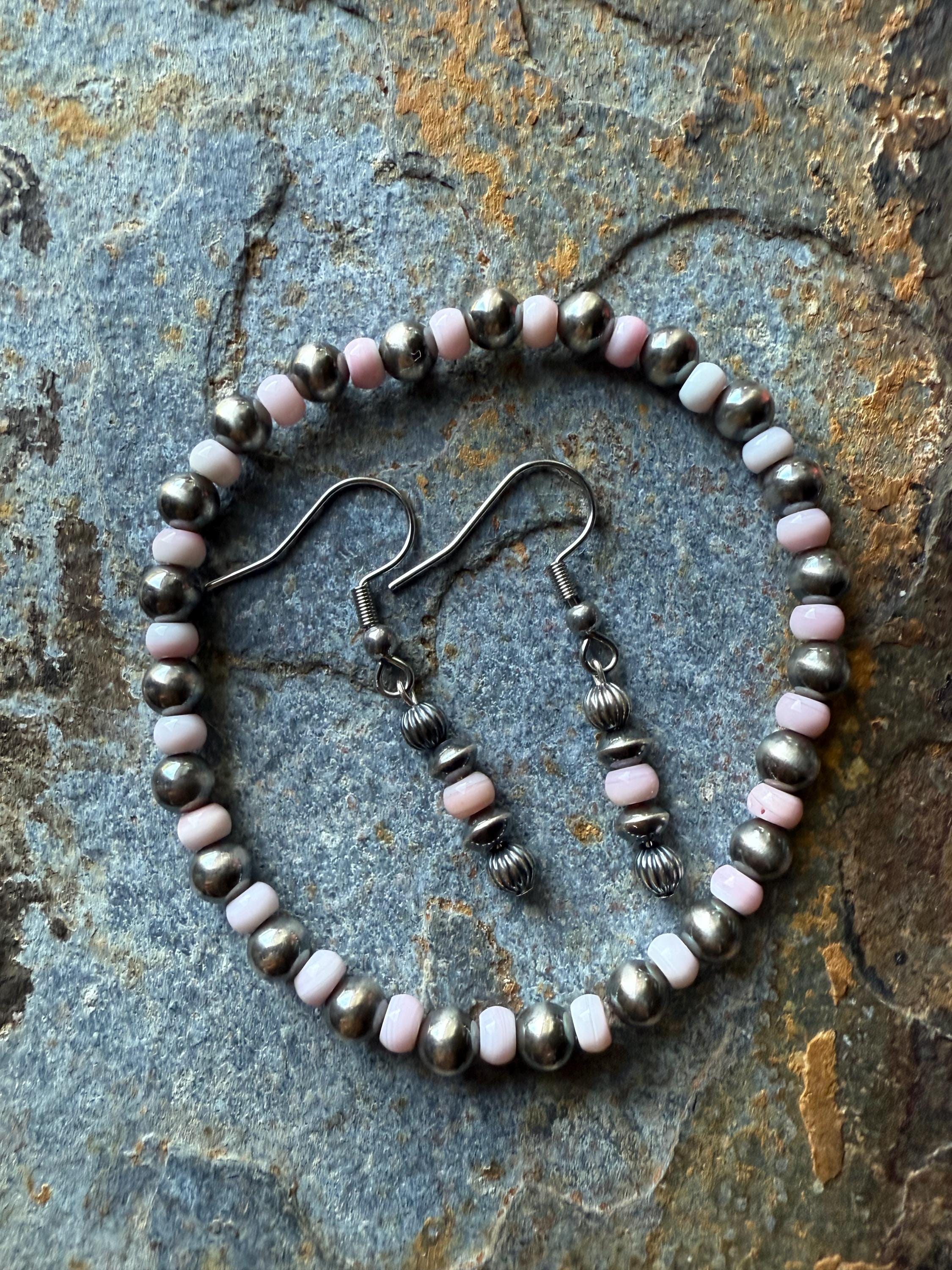 Pink Conch Shell Sterling Silver Pearl Bracelet