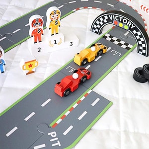 Hölzernes Rennspiel mit 3 Autos - Rennbahn Auto Spielzeug - Kleinkind Spielzeug Geburtstagsgeschenke für 3 4 5 6-jährige Jungen Mädchen - Weihnachtsgeschenk