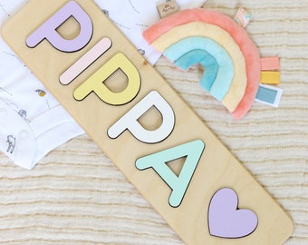 Rompecabezas de nombre personalizados para niños pequeños - Juguetes Montessori para niños - Juguetes de madera de regalo para bebés - Regalo de baby shower - Woodily Toys