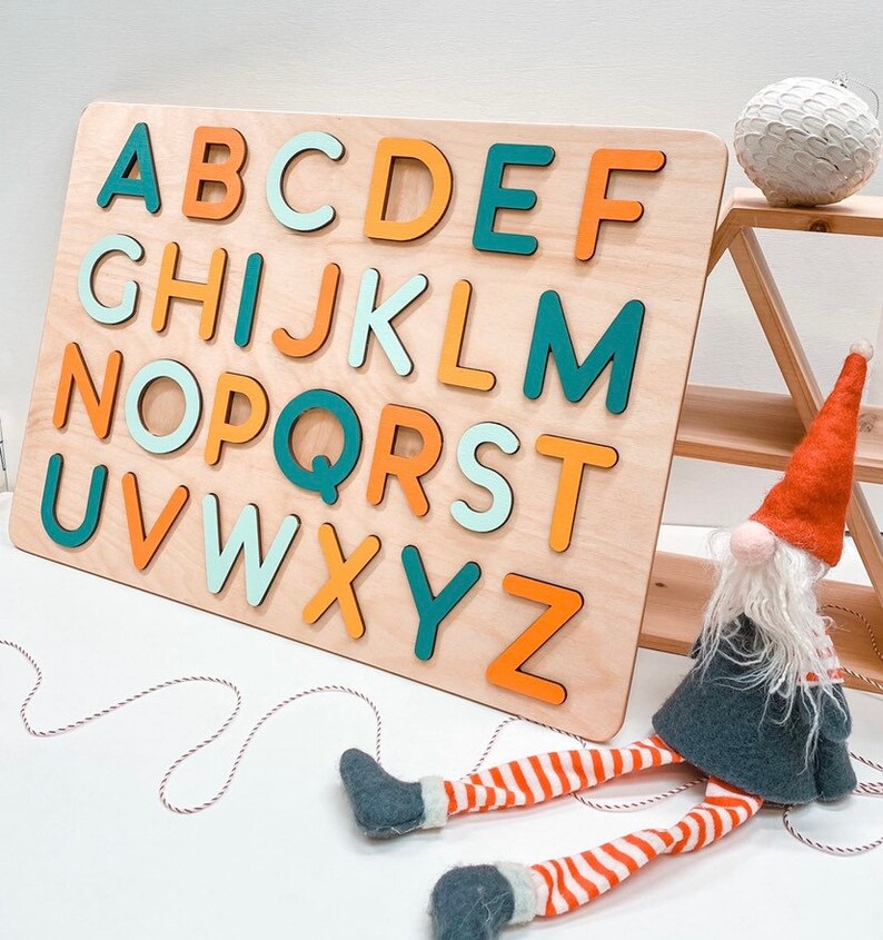 Wooden Alphabet Puzzle Letters ABC Puzzle Early Montessori Etsy