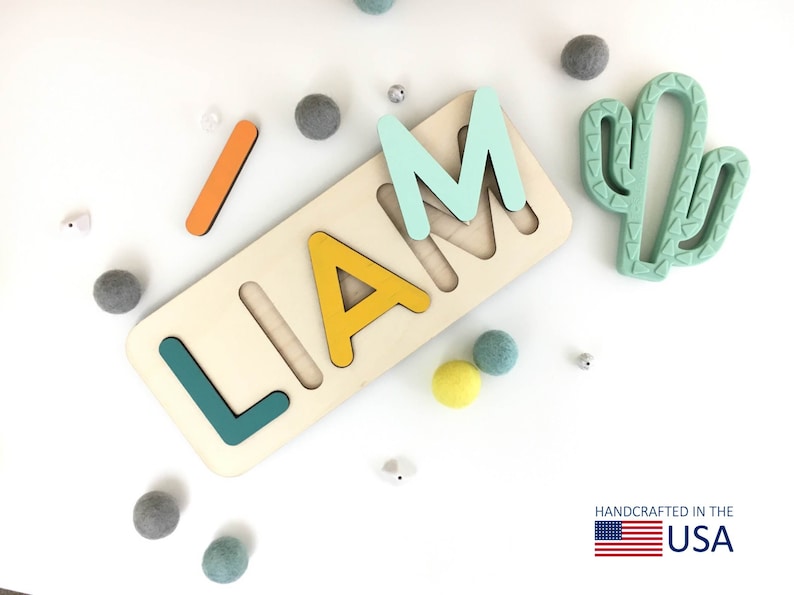 Kids Personalized Toddler Busy Board Newborn Gifts Baby Name Puzzle Early Learning Wooden Toys 1st Birthday gift for Boy