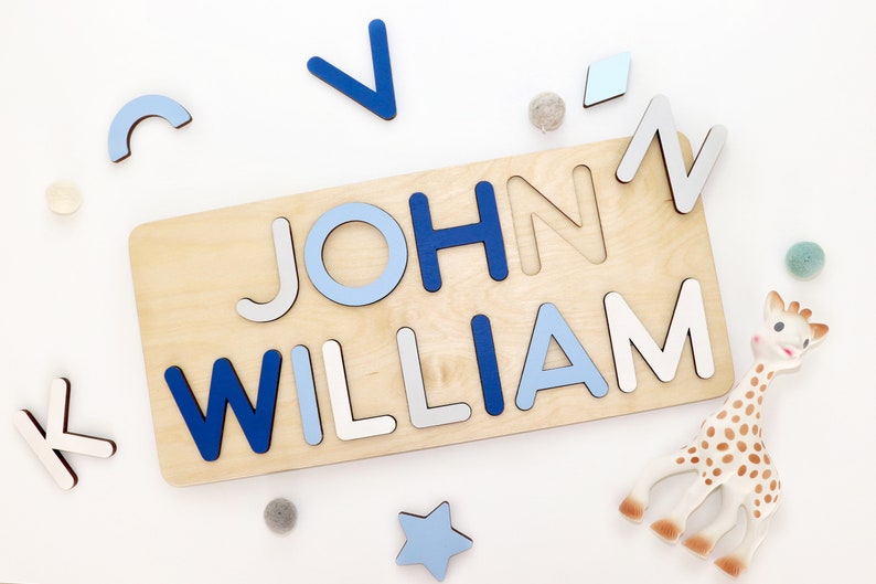 Personalized Name Puzzle Baby Boy Montessori Toys for Child Kids Gift Wooden Toys Baby Shower Gift - Christmas gift idea - Woodily Toys 