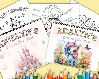 Unicorn Color Book - Personalized Children's Coloring Book - Custom Name Coloring Book for Kids - Personalized Girl Birthday Gift