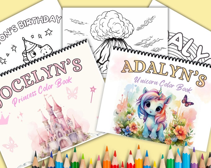 Unicorn Color Book - Personalized Children's Coloring Book - Custom Name Coloring Book for Kids - Personalized Girl Birthday Gift