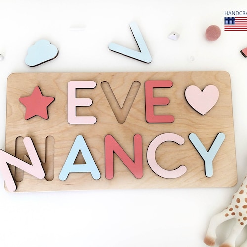 Wooden Name Puzzles for Toddlers 1st Bday Girl Gifts Etsy