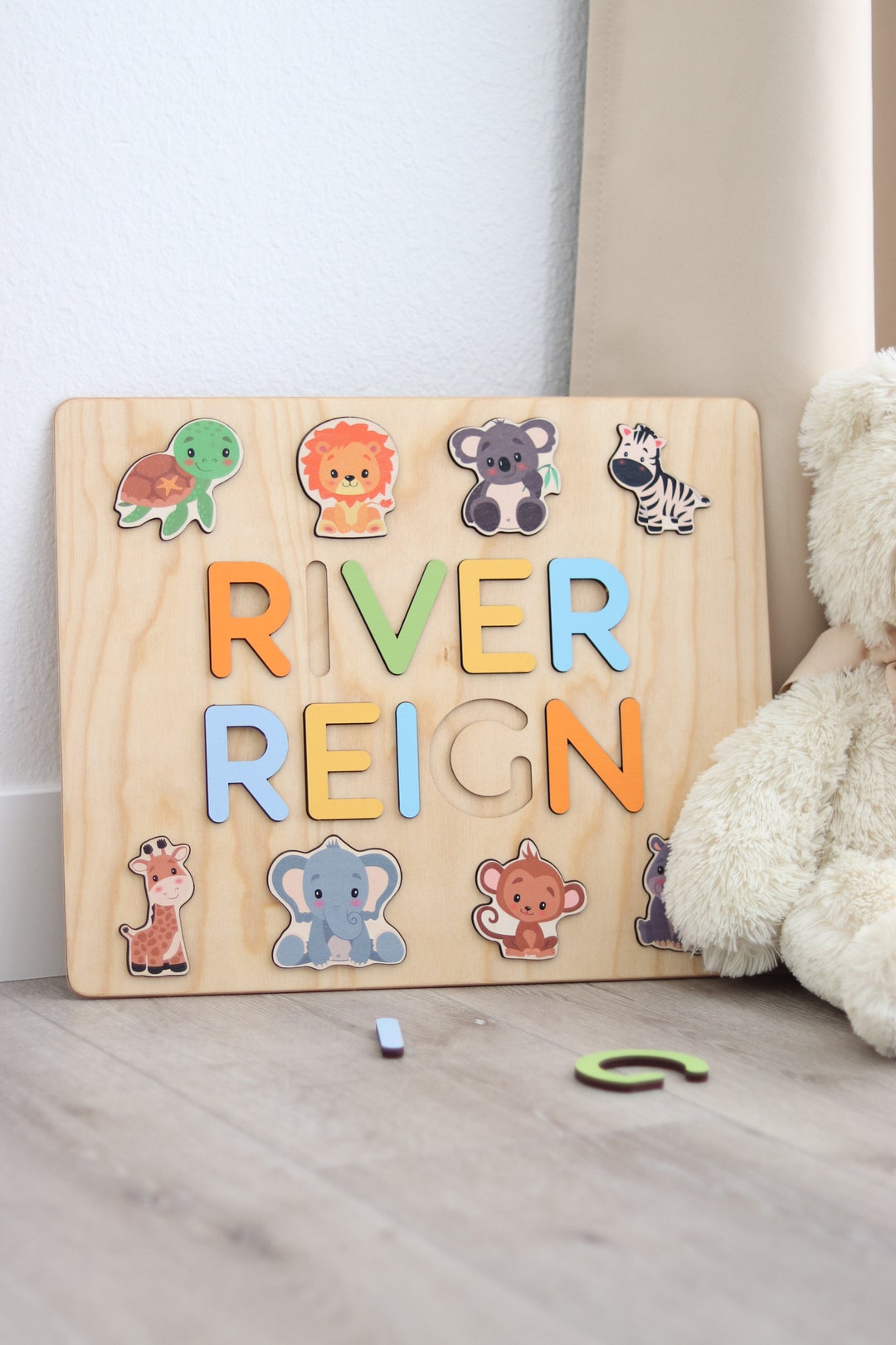 Toddler Name Puzzle Wooden Personalized Puzzle Unique Baby Etsy