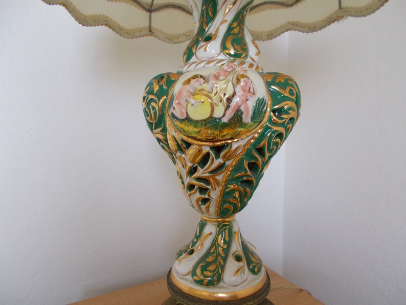 Antique Capodimonte Table Lamp with Musical Cherubs Etsy