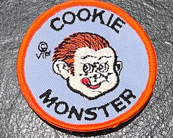 Vintage COOKIE MONSTER Little Boy Face Patch Rare Retro L@@K Comical Unique