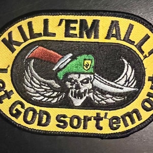 Kill 'Em All Green Baret Veteran Vintage Rare Retro Patch L@@K