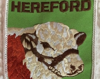 HEREFORD COW Stitched Patch Vintage Retro Excellent HEREFORD Collectible