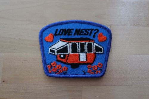 Vintage LOVE NEST Patch Rare Retro L@@K Nature Camping Pop Up