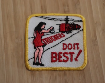 Vintage TRUCKERS Do It BEST-patch zeldzame retro L@@K lange dumptrucks Truckers Essential Workers Risque