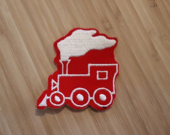 Diecut TRAIN RED Steamer Patch Vintage Colorful Character Rare Retro L@@K