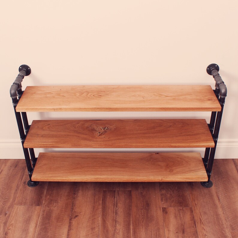 Solid Oak TV With Industrial Iron Pipe Etsy