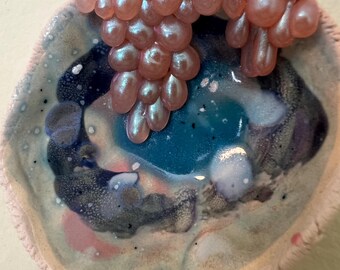 Ceramic porcelain wall art, wall sculpture, colorful blue glaze, handmade ceramics