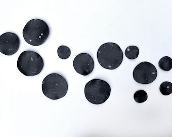 Galaxy Bubbles, Stars: arte de pared de porcelana, escultura de pared, negro, blanco, moderno, cerámica