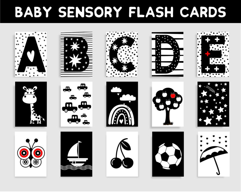 64 PRINTABLE High Contrast Baby Sensory Flash Cards Baby Etsy Canada
