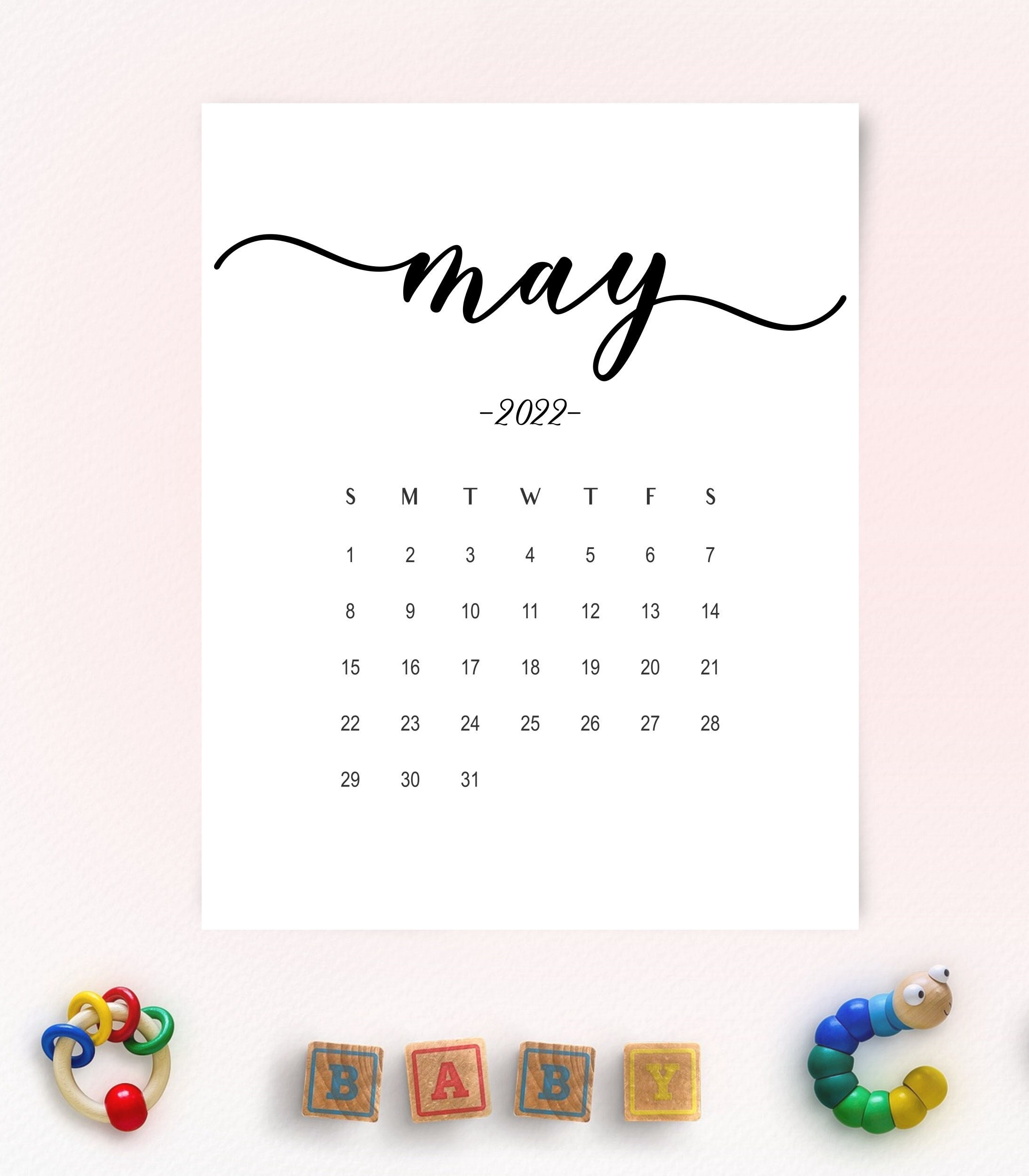May 2022 Pregnancy Announcement Calendar May 2022 Printable | Etsy