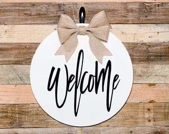 Front Door Décor, Welcome Sign, Wood Round, Wedding Gift, Front Door Sign, Door Hanger, Housewarming Gift, Rustic Welcome Sign, Door Décor