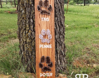 Wooden String Art Pet Paw Triple | Custom | Gift | Dog | Cat | Mothers Day