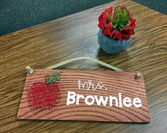 Wooden String Art Teacher Plaque Sign | Custom | Gift | Apple | Appreciation
