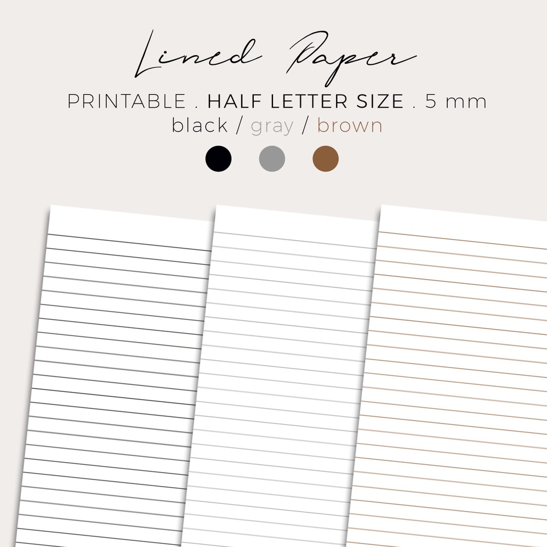 PRINTABLE Half Letter Lined Paper Half Letter Ruled Note - Etsy