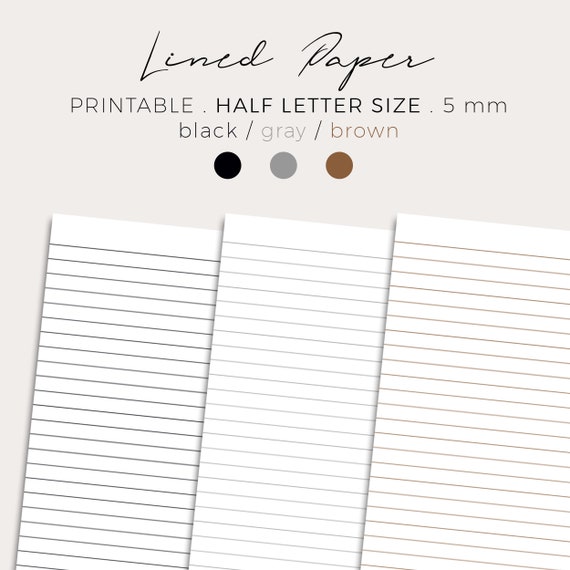 printable half letter lined paper half letter ruled note etsy