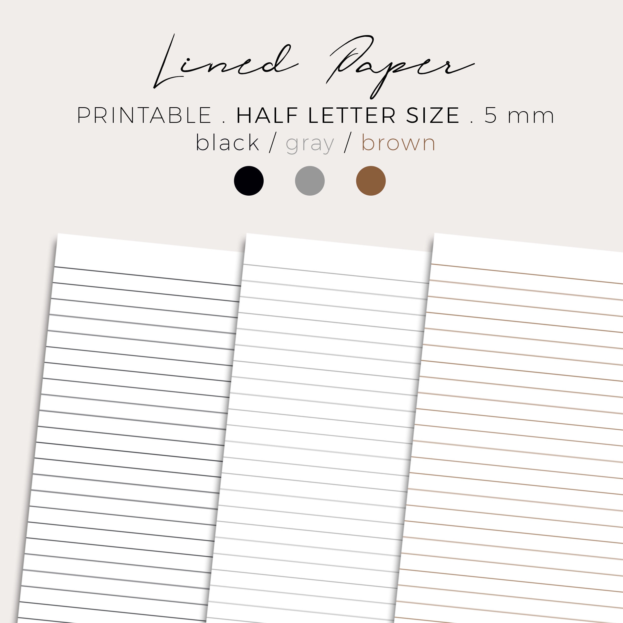 printable half letter lined paper half letter ruled note etsy