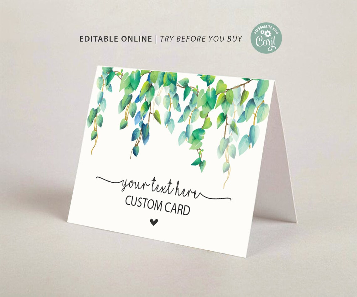 Custom Printable Greeting Card Editable Greeting Card Blank | Etsy